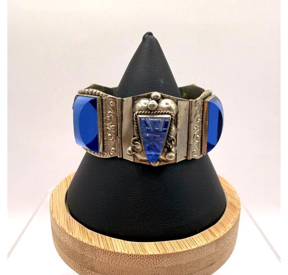 Taxco Jewelry - Vintage Mexico Taxco 925 Multi Panel Story Bracelet-Marked